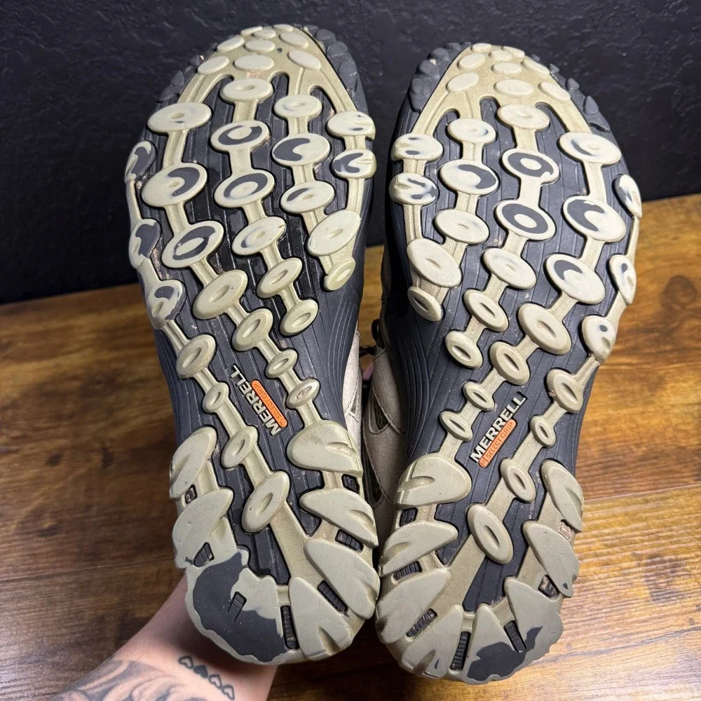 Merrell Moab M-Select DRY Tan Green Suede Mesh Hiking Boots Mens 14